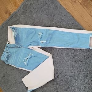 Fashionova 2 toned denim and pink with stylish ripped holes